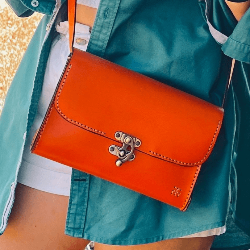 Kuşadası Heritage Crossbody – 100% Genuine Leather Handcrafted Shoulder Bag in Orange by HappyNear Exclusive