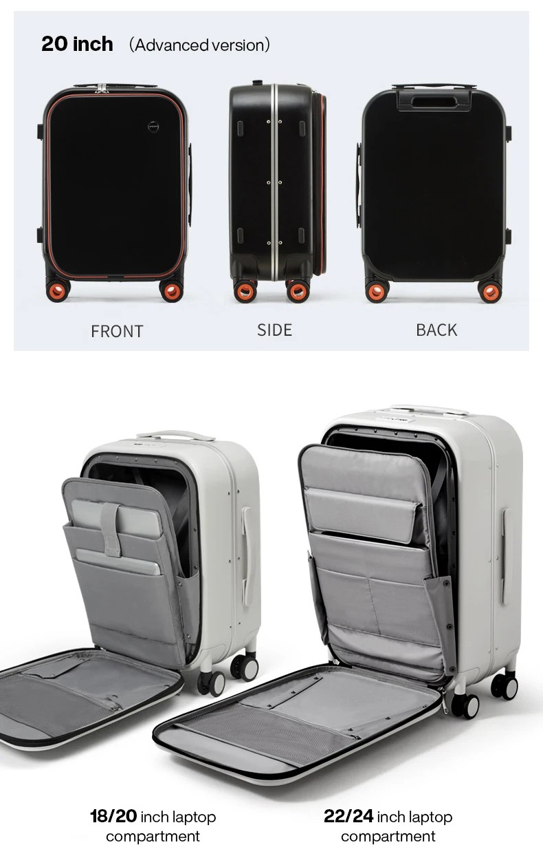 Mixi Patent Design Aluminum Frame Carry-On Suitcase - Sleek Rolling Luggage, 18-Inch, 20-Inch, and 24-Inch Options - Available in Sapphire Blue, Green, and Peach