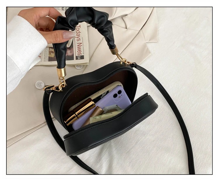 Heart-Shaped Crossbody Bag | Trendy PU Leather Top Handle Handbag for Women