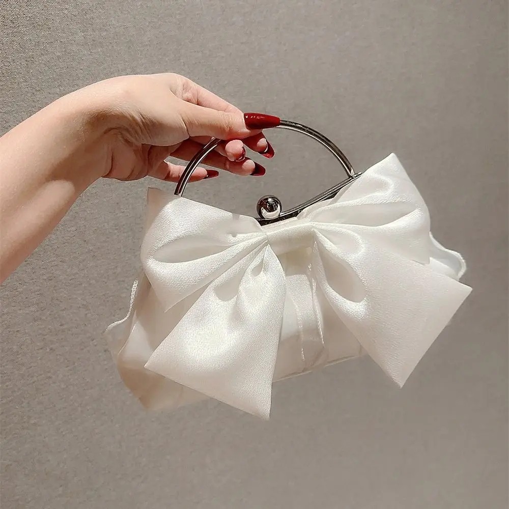 Elegant Silk Bowknot Evening Clutch – Banquet Shoulder Bag for Women