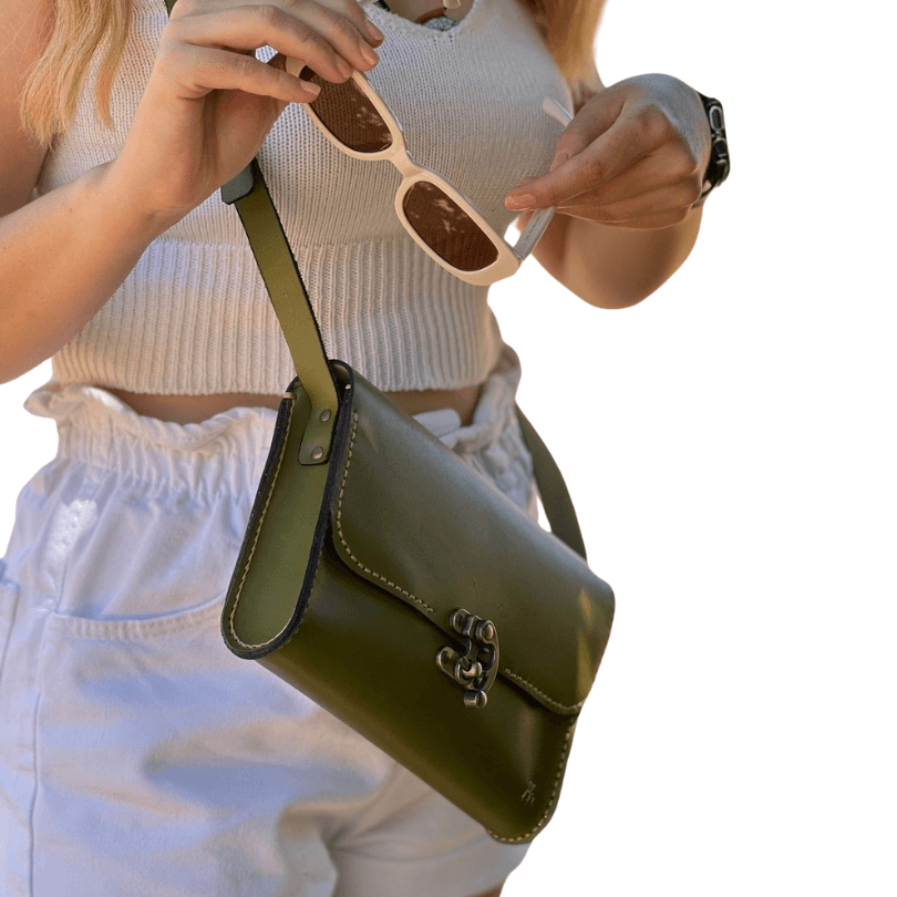 Kuşadası Heritage Crossbody – 100% Genuine Leather Handcrafted Shoulder Bag in Green by HappyNear Exclusive