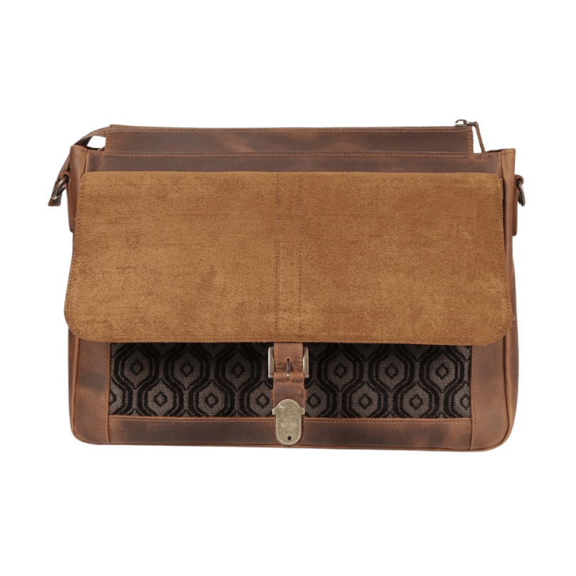 Antalya Harmony Crossbody – Premium Leather Laptop-Compatible Shoulder Bag in Tan by HappyNear Exclusive