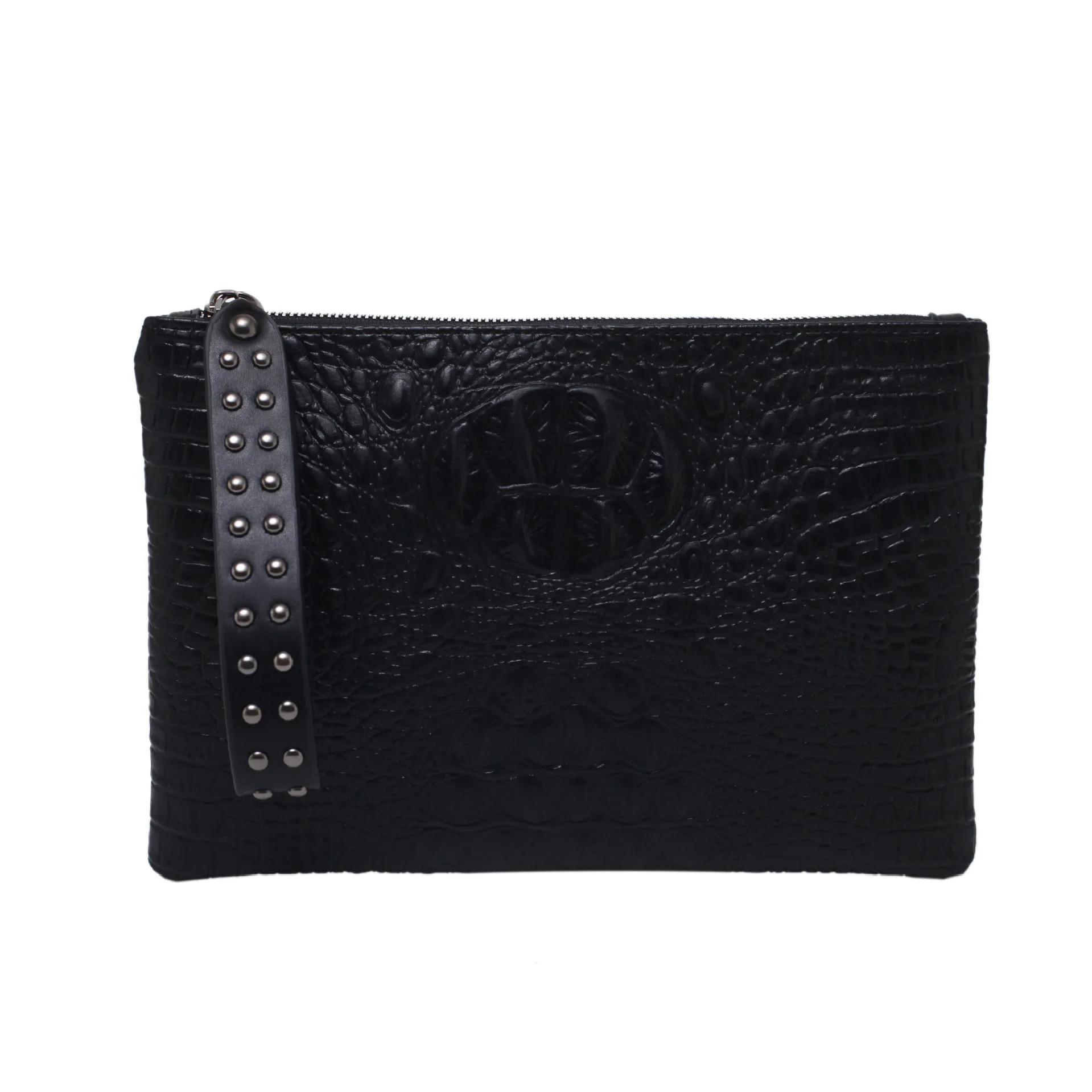 Luxury Crocodile Embossed PU Leather Clutch Wristlet Bag for Women - Elegant Evening Envelope Bag