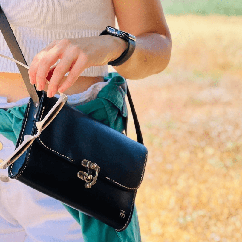 Kuşadası Heritage Crossbody – 100% Genuine Leather Handcrafted Shoulder Bag in Black by HappyNear Exclusive