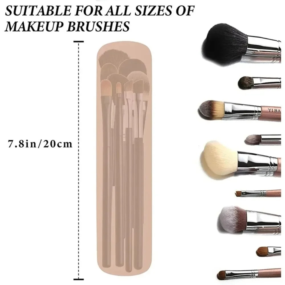 Silicone Makeup Brush Holder - Portable Waterproof Cosmetic Brush Case for Travel, Girls & Women