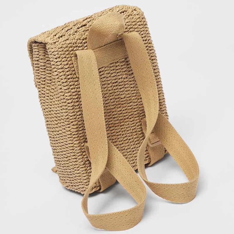 Zaino per bambini in paglia intrecciata a mano: grazioso design da cottage per i più piccoli, borsa da scuola per bambini in tessuto resistente