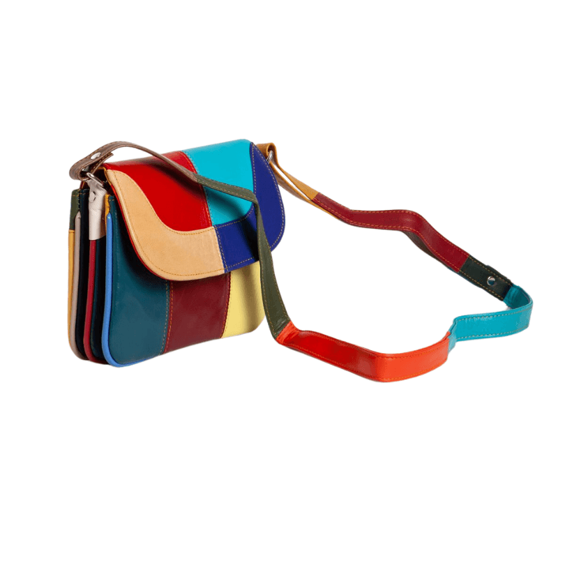 Antakya Mosaic Crossbody Bag – Handmade Genuine Leather in Turquoise/Red by HappyNear Exclusive