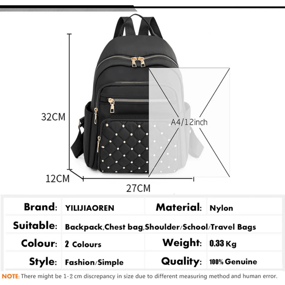 High-Quality Nylon Quilted Backpack for Women – Travel, School & Everyday Use | Available in Khaki and Black