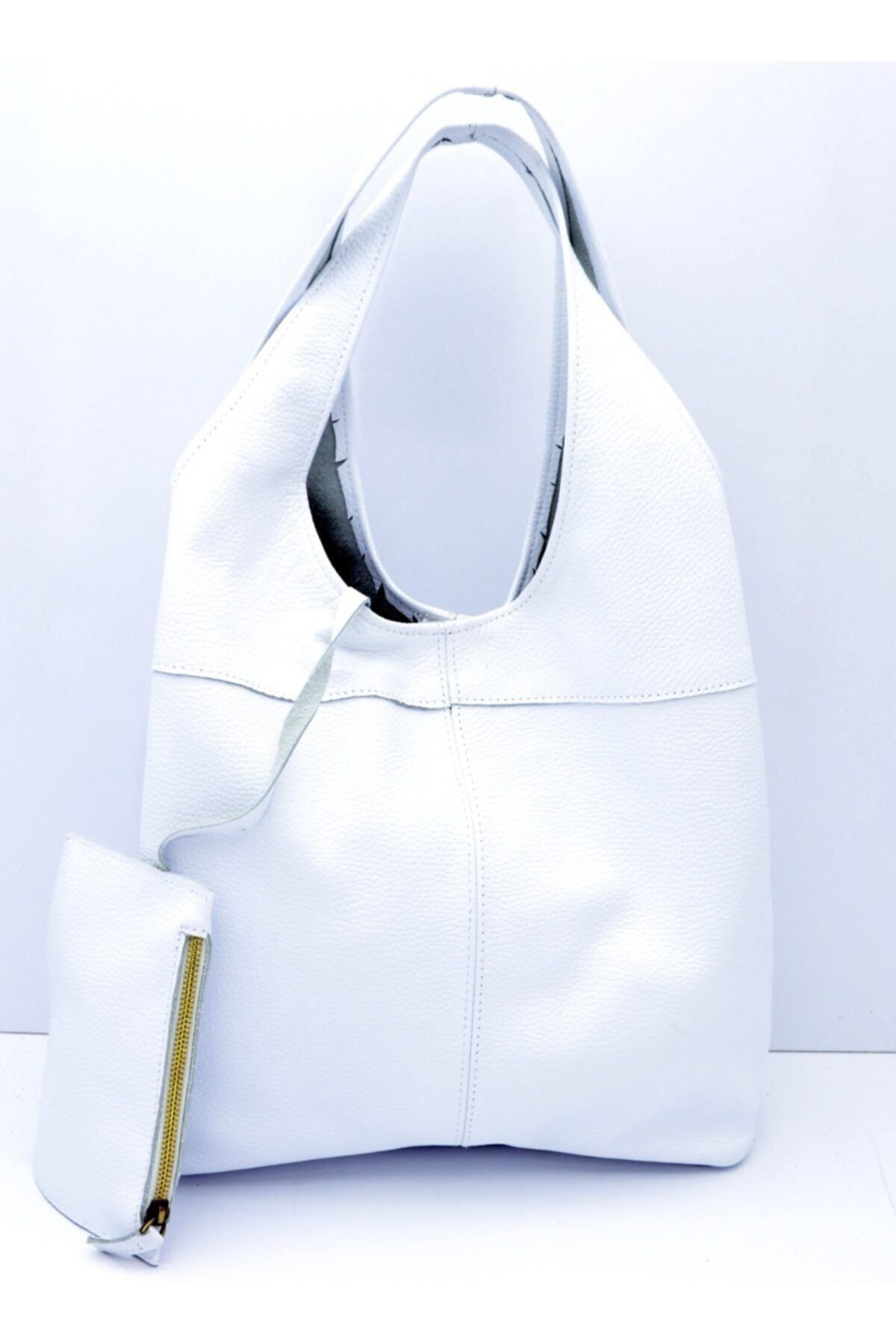 Didim Luxe Shoulder Bag – Pearl White Leather Handbag by HappyNear Exclusive