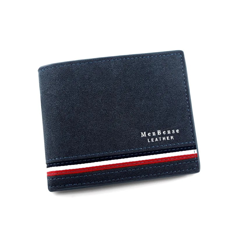Men's Slim PU Leather Wallet with Zipper Coin Pocket - Lightweight Bifold Card Holder - Available in Blue, Light Brown, Dark Brown, Black