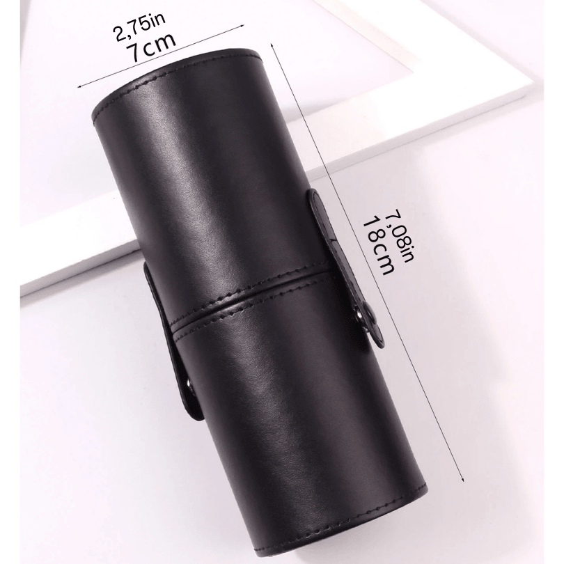 Waterproof Makeup Brush Holder Cylinder Case - Large Capacity PU Leather Brush Organizer with Dustproof Design (Multiple Sizes and Colors)