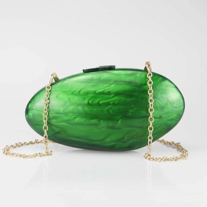 Luxury Pearl Acrylic Clutch – Designer Shell-Shaped Evening Bag with Chain Strap for Women