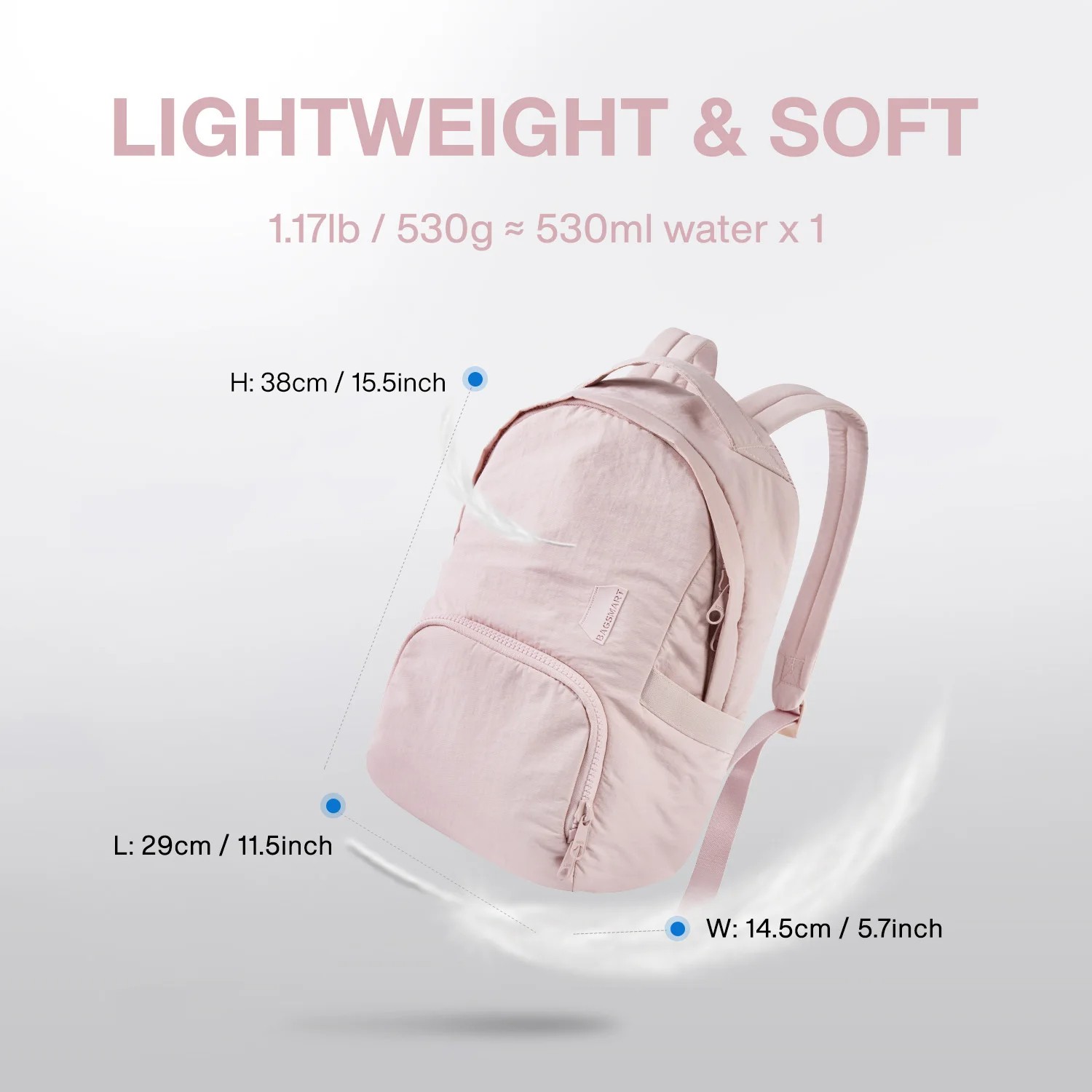 Lightweight Nylon Backpack – Anti-Theft 13.3" Laptop School Bag, Travel Waterproof Kawaii Bag – Pink, Black