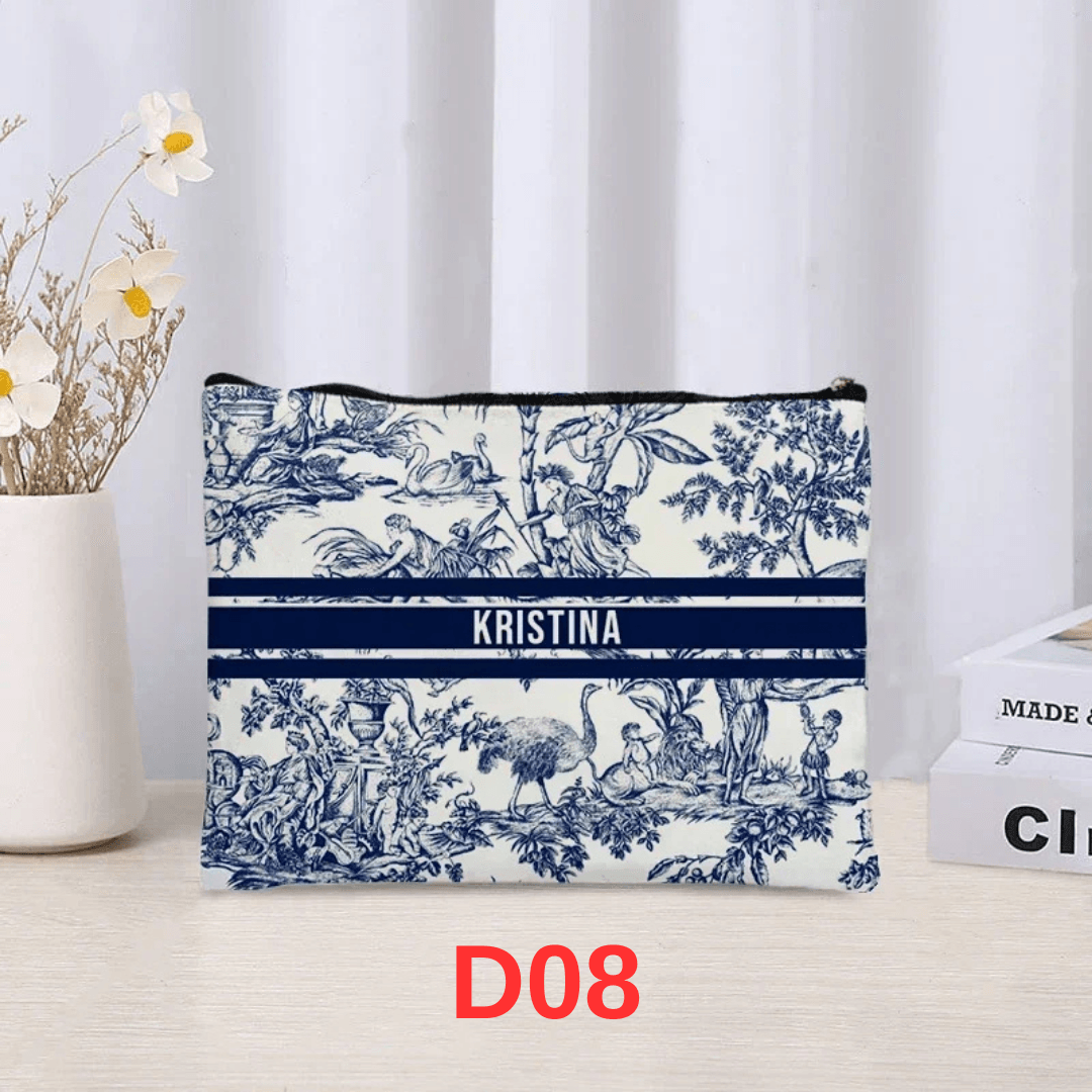 Personalized Vintage Floral Makeup Bag | Custom Travel Cosmetic Organizer for Ladies | Toilet Side Bag for Ladies