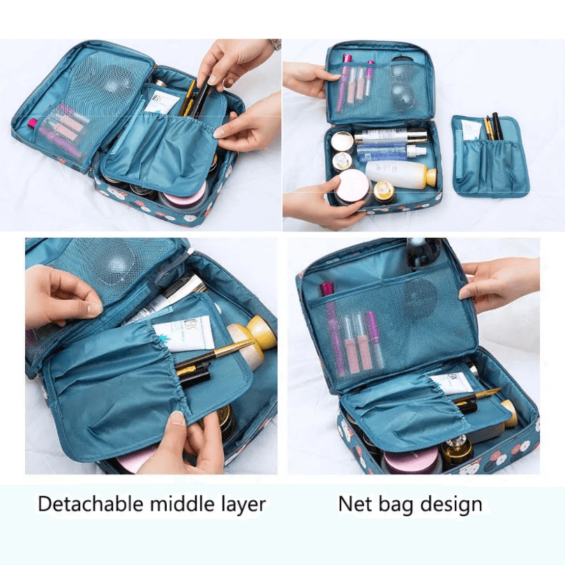 Waterproof Travel Cosmetic Bag for Women - Large Capacity Makeup Organizer with Detachable Compartments (Available in Multiple Colors)