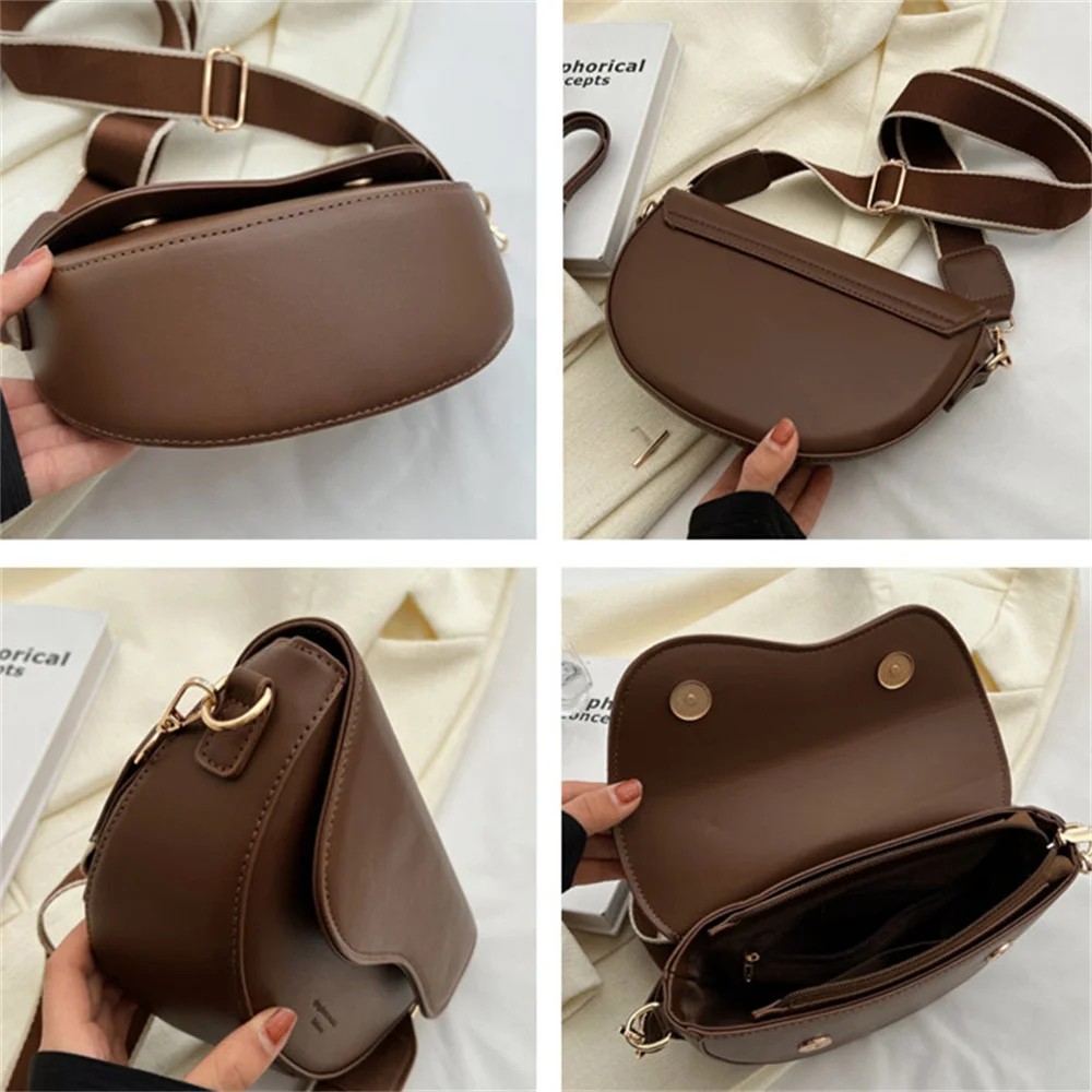 Stylish PU Leather Crossbody Bag for Women – Fashionable Wide Strap Shoulder Bag with Elegant Design