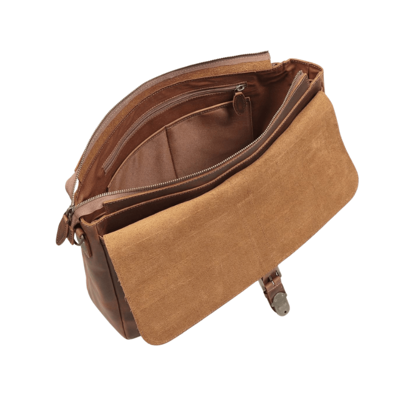 Antalya Harmony Crossbody – Premium Leather Laptop-Compatible Shoulder Bag in Tan by HappyNear Exclusive