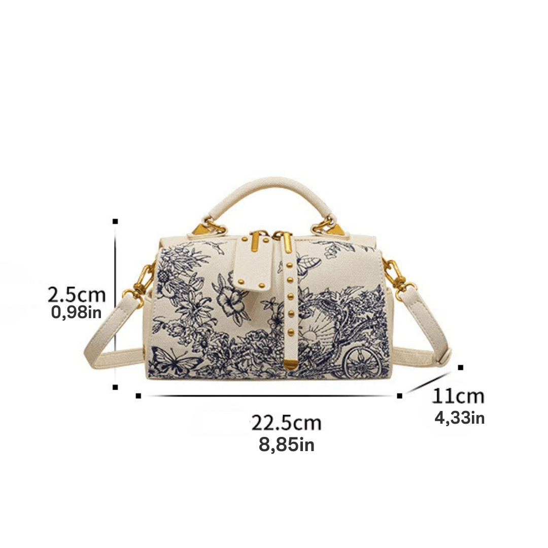 Elegant Embroidered Leather Shoulder Bag for Women – Stylish Designer Handbag with Adjustable Strap – White