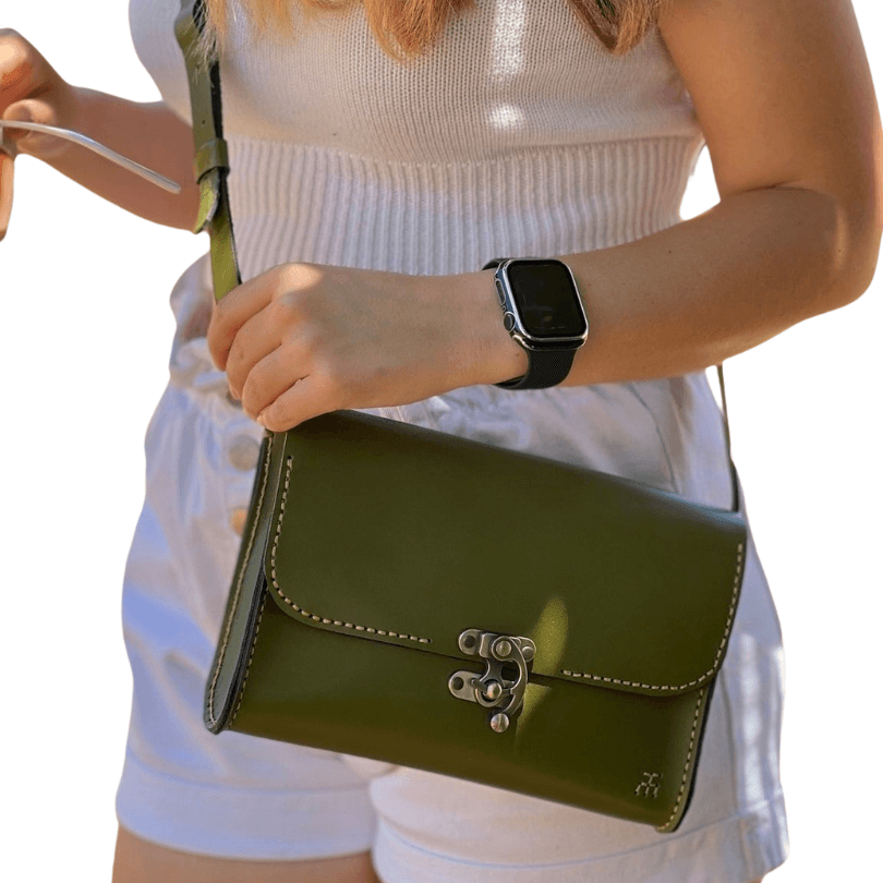 Kuşadası Heritage Crossbody – 100% Genuine Leather Handcrafted Shoulder Bag in Green by HappyNear Exclusive