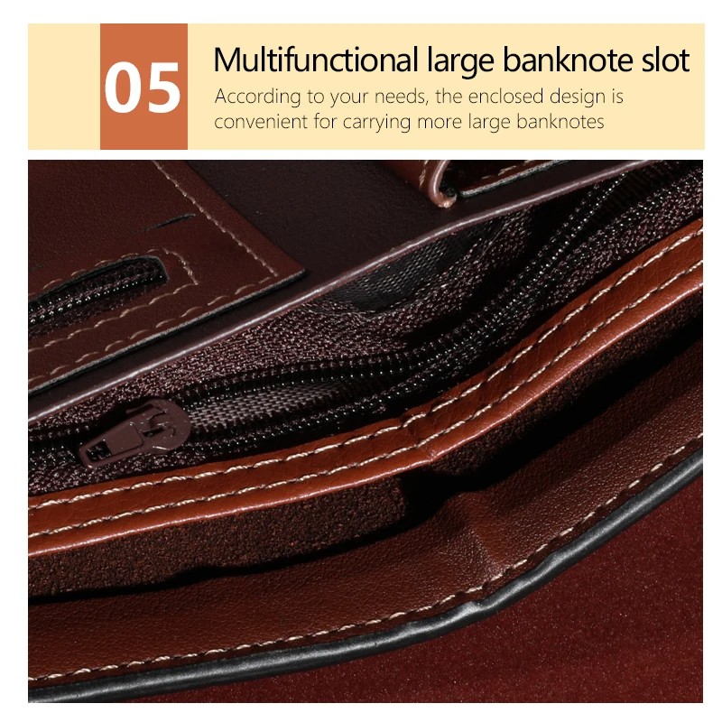 Men’s Classic PU Leather Wallet – Multi-Functional, Slim Design with Card and Cash Slots in Coffee, Brown, and Dark Blue