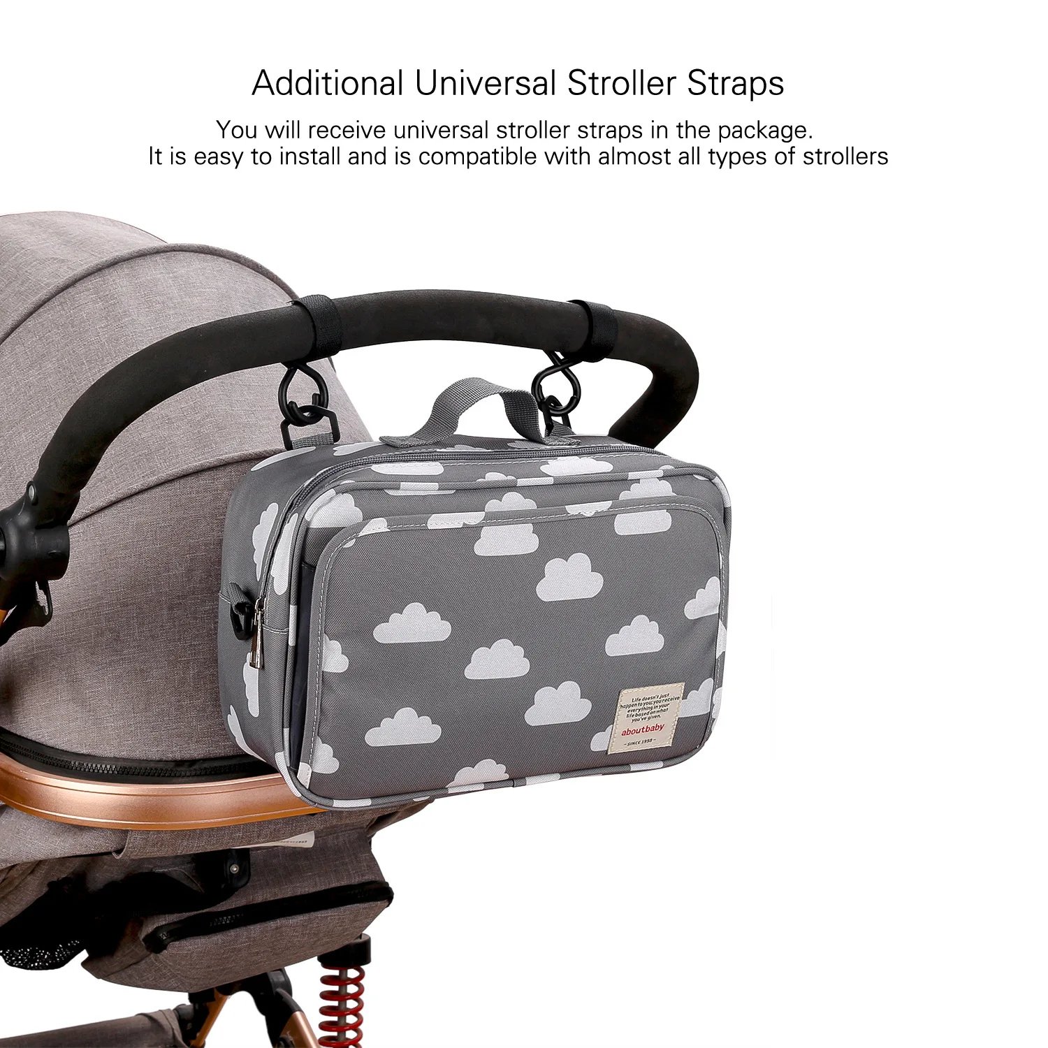 Baby Stroller Organizer Diaper Bag with Waterproof Polyester and Universal Straps - Available in Gray Clouds and More