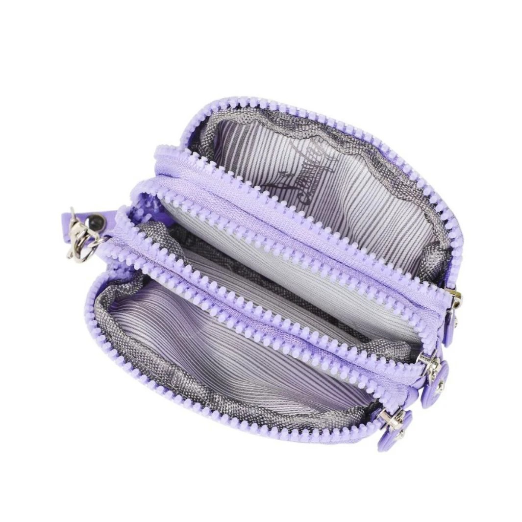 Women’s Three-Layer Nylon Coin Purse – Portable and Waterproof, Available in Purple, Black, Beige & More