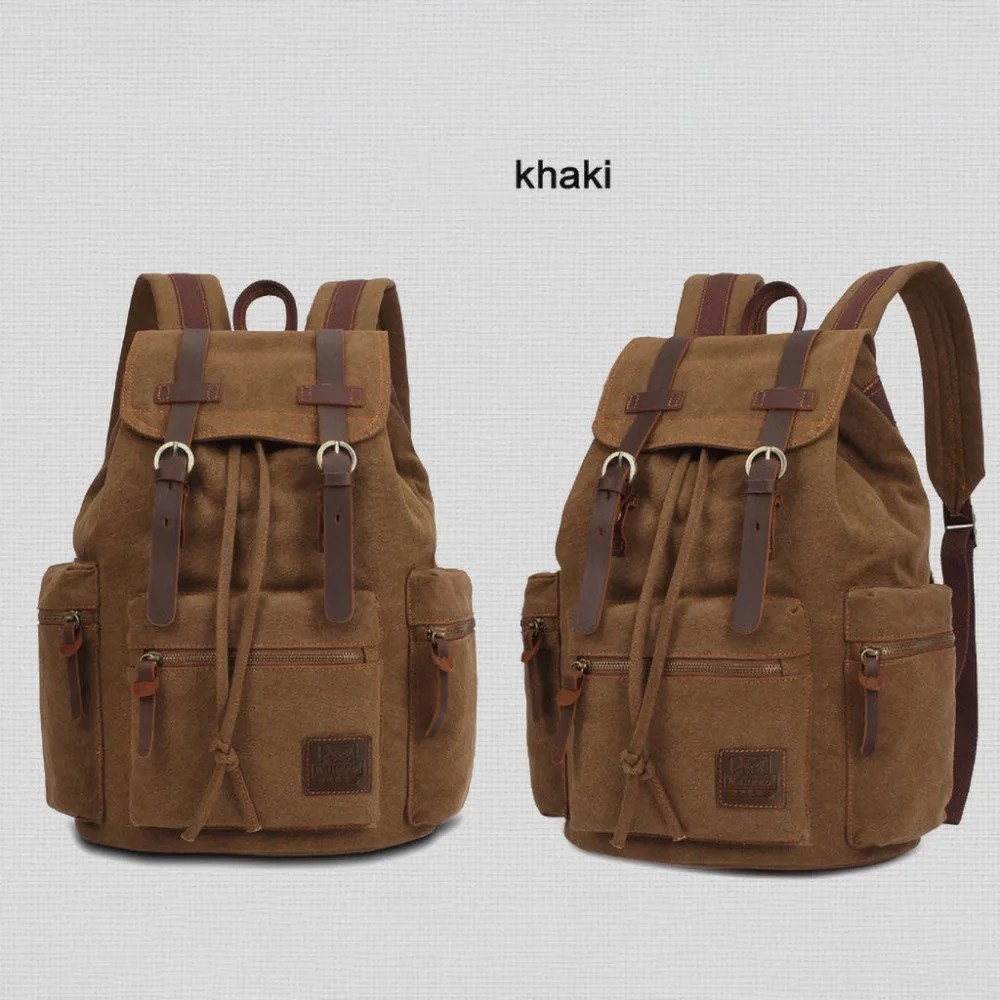 Vintage Canvas Backpack – Durable Travel & Hiking Bag for Men and Women with Large Capacity, Functional Pockets, and Free Shipping