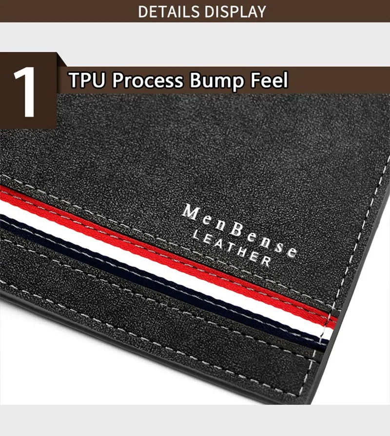 Men's Slim PU Leather Wallet with Zipper Coin Pocket - Lightweight Bifold Card Holder - Available in Blue, Light Brown, Dark Brown, Black