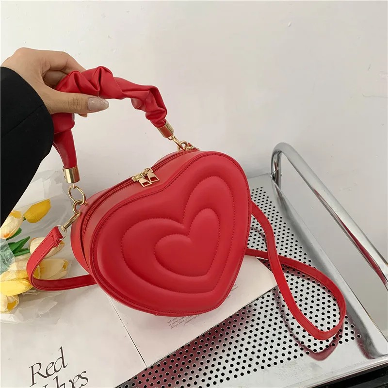 Heart-Shaped Crossbody Bag | Trendy PU Leather Top Handle Handbag for Women