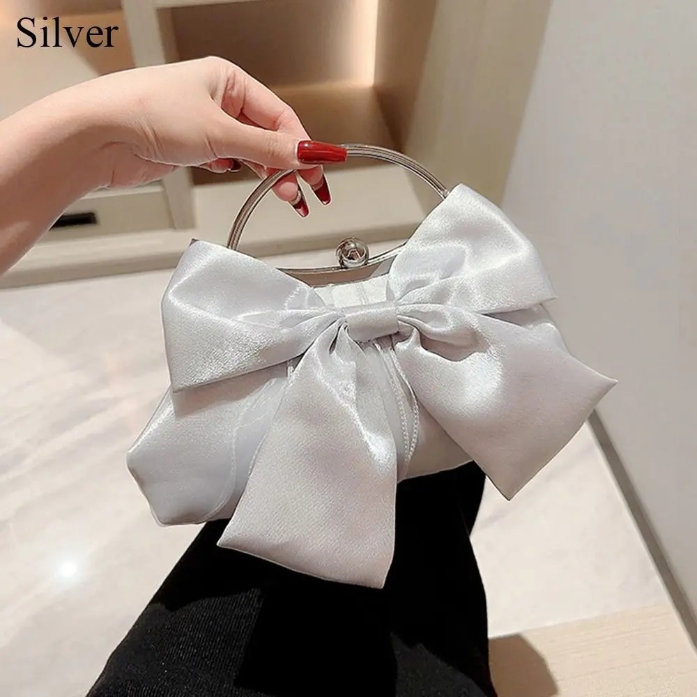 Elegant Silk Bowknot Evening Clutch – Banquet Shoulder Bag for Women