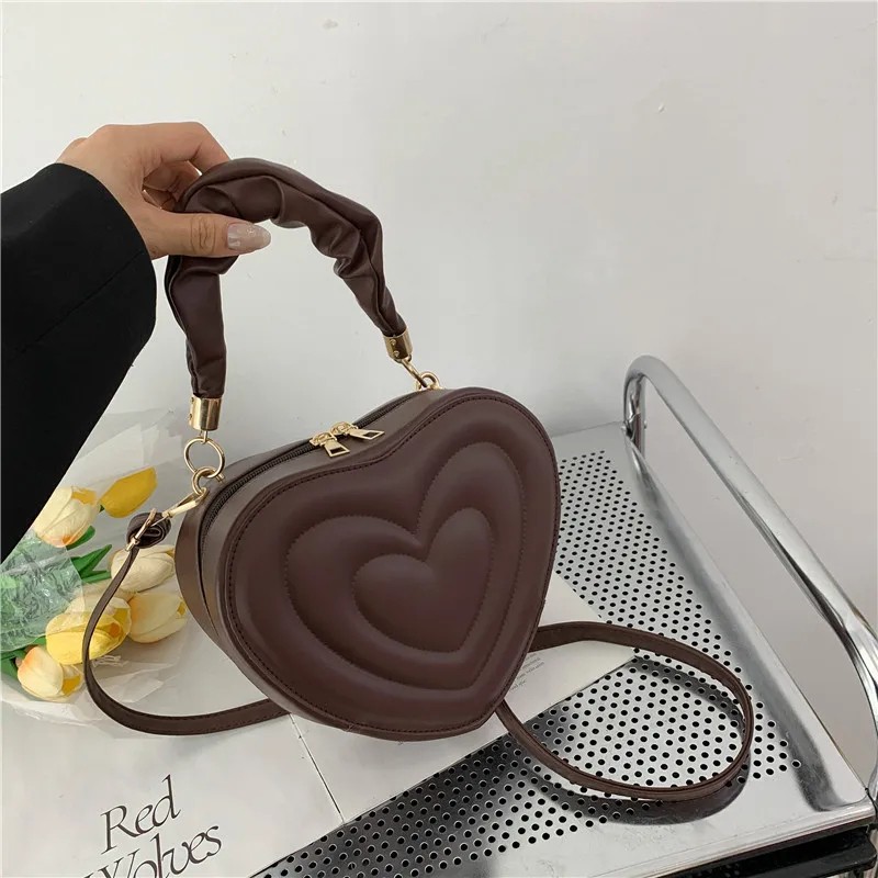 Heart-Shaped Crossbody Bag | Trendy PU Leather Top Handle Handbag for Women