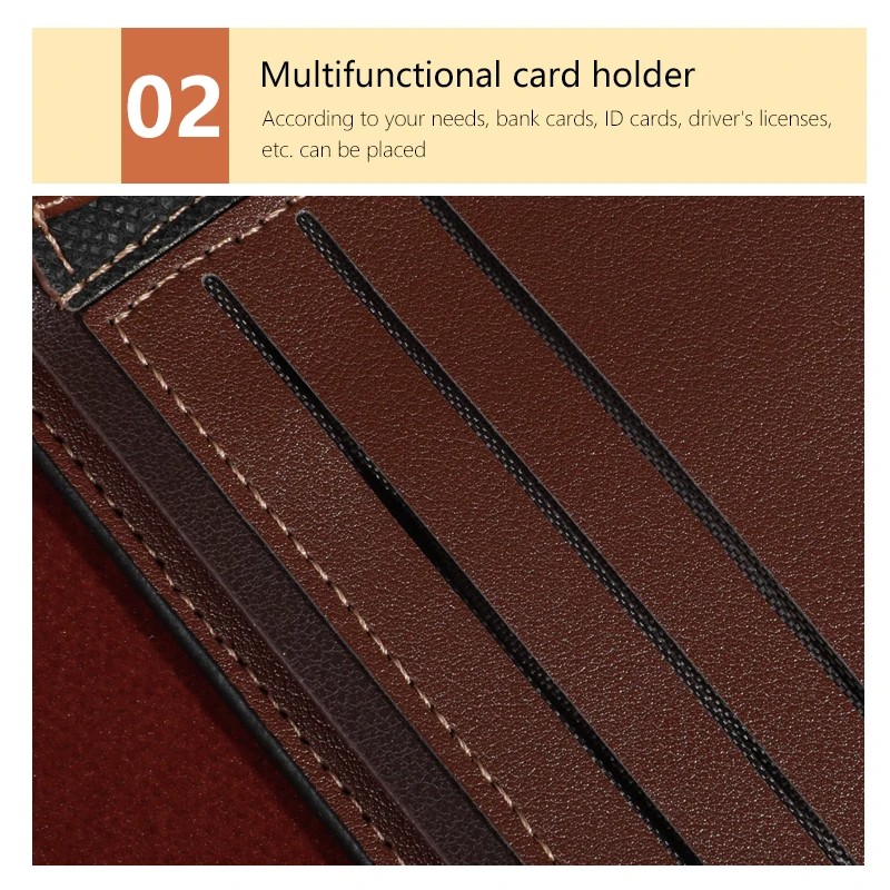 Men’s Classic PU Leather Wallet – Multi-Functional, Slim Design with Card and Cash Slots in Coffee, Brown, and Dark Blue