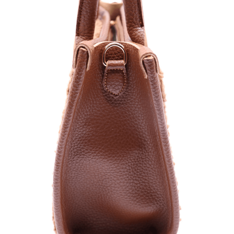 Palandoken Luxe Shearling Leather Handbag – Brown by HappyNear Exclusive