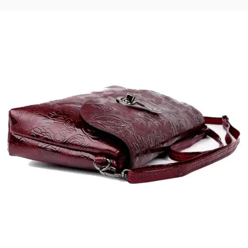 Elegant Rose Embossed Evening Clutch - Ladies Shoulder Crossbody Bag with Variants in Black & Wine Red