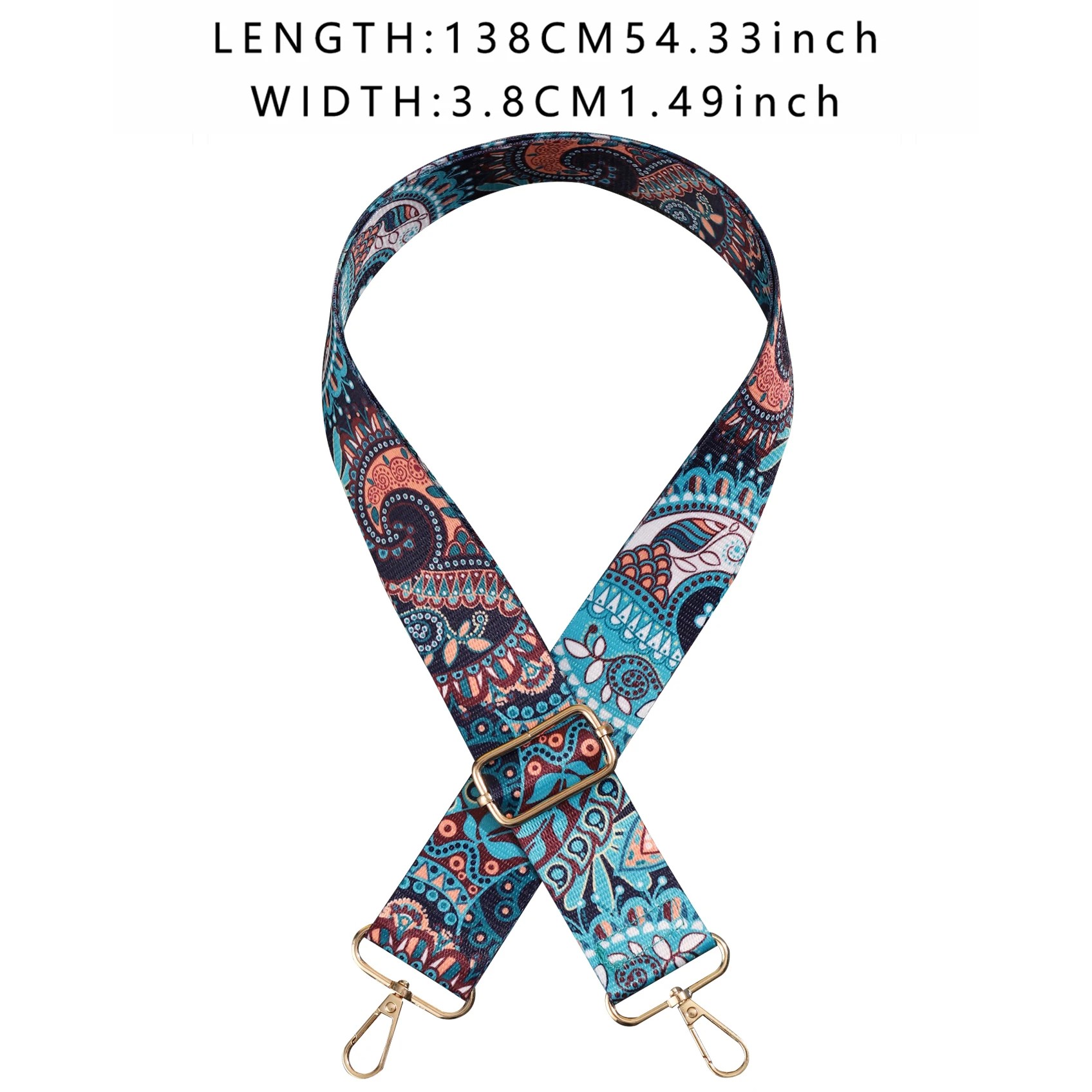 Adjustable Printed Shoulder Strap - Multifunctional Wide Bag Strap for Handbags and Luggage, 54.3" (138cm) Long, Available in Vibrant Patterns