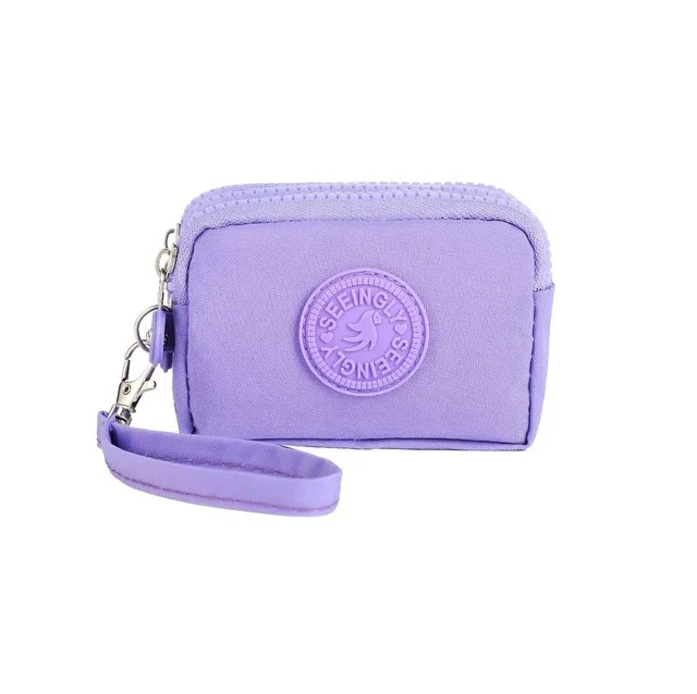 Women’s Three-Layer Nylon Coin Purse – Portable and Waterproof, Available in Purple, Black, Beige & More