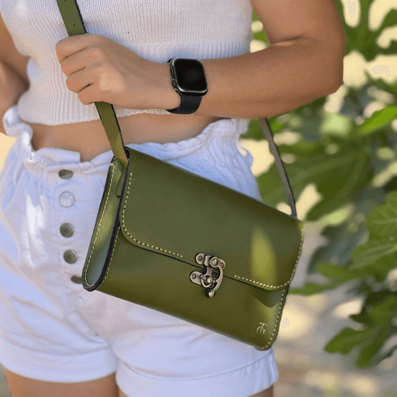 Kuşadası Heritage Crossbody – 100% Genuine Leather Handcrafted Shoulder Bag in Green by HappyNear Exclusive