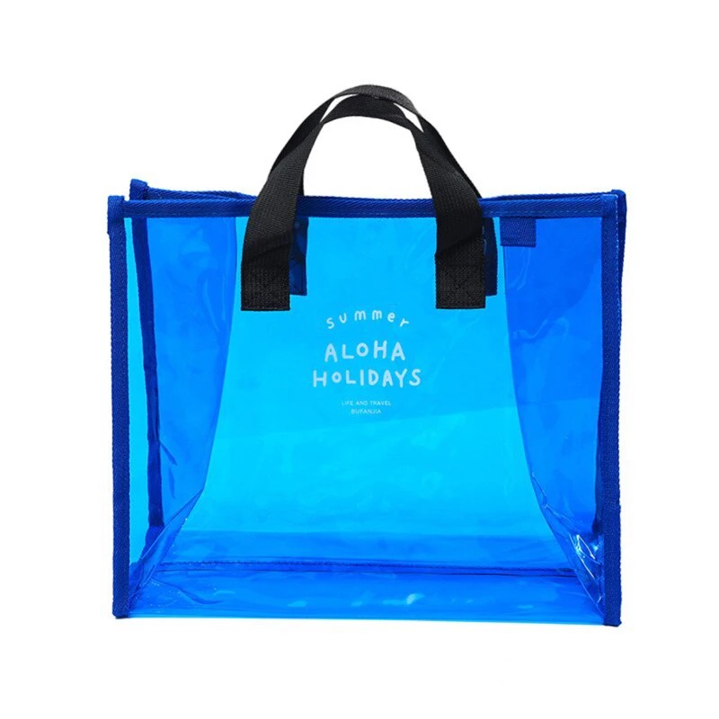 Trendy Transparent PVC Beach Tote Bag – Large Jelly Handbag for Women | Waterproof Vinyl Shopper for Summer