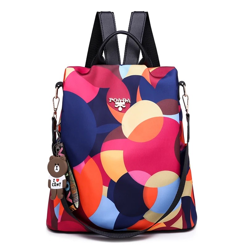 Multifunctional Anti-Theft Backpack for Women - Large Capacity, Lightweight Oxford Shoulder Bag - Colorful Print