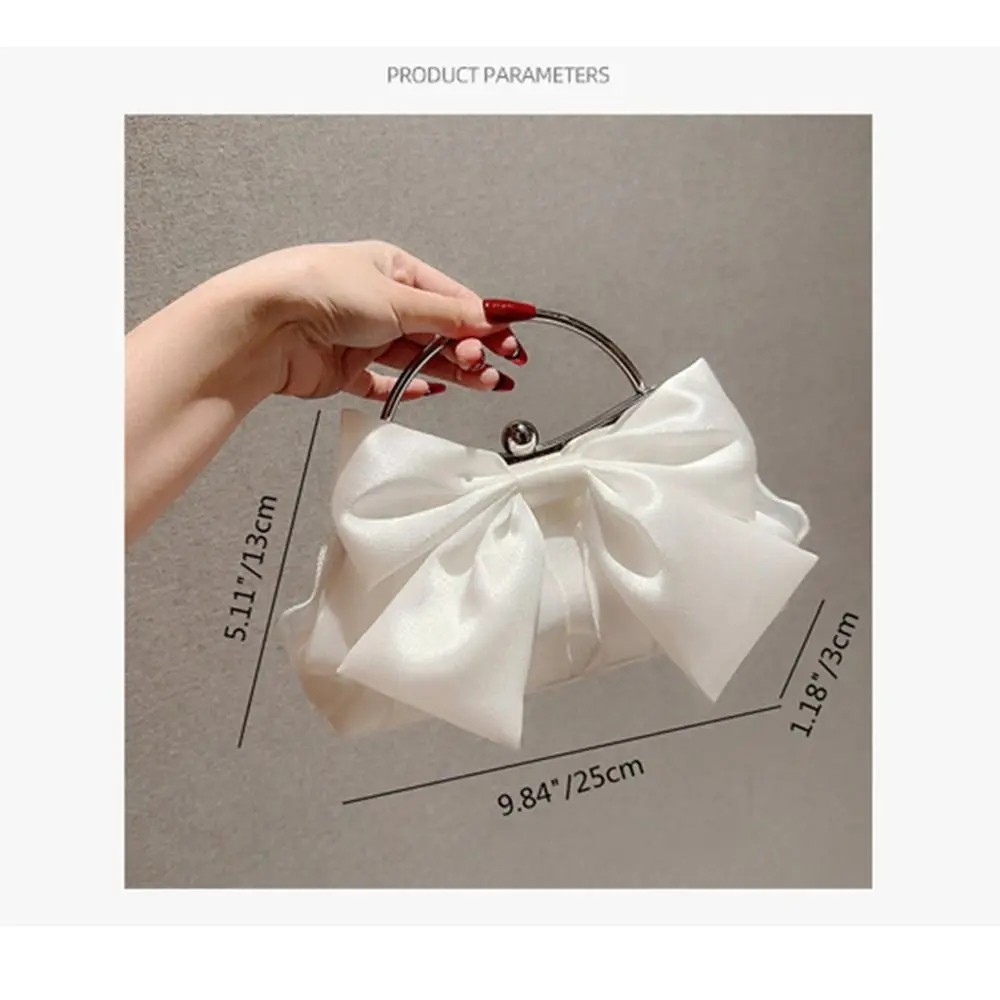 Elegant Silk Bowknot Evening Clutch – Banquet Shoulder Bag for Women