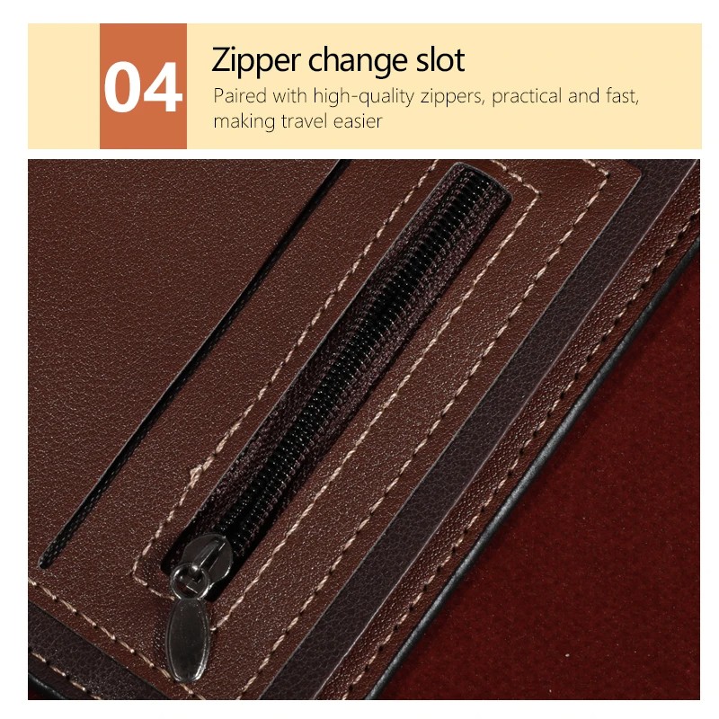 Men’s Classic PU Leather Wallet – Multi-Functional, Slim Design with Card and Cash Slots in Coffee, Brown, and Dark Blue