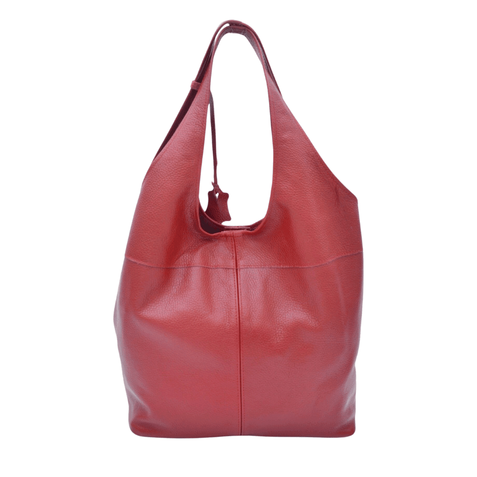 Didim Luxe Shoulder Bag – Crimson Red Leather Handbag by HappyNear Exclusive