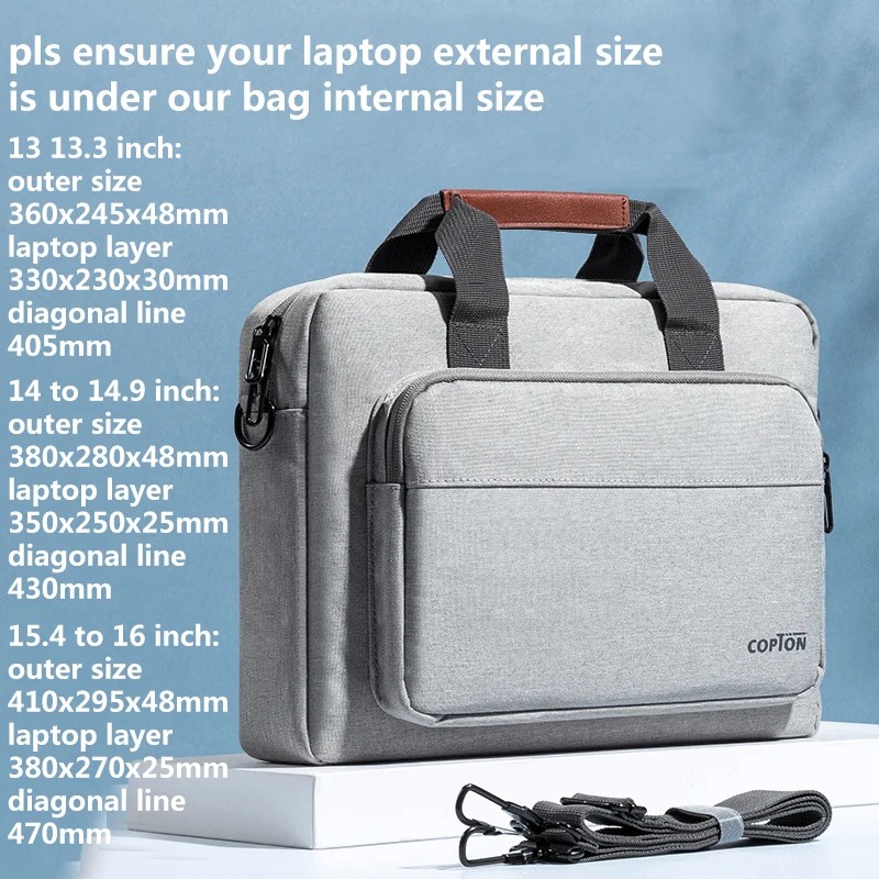 Men's Waterproof & Shockproof Laptop Messenger Bag - Fits 13.3", 14", 15.6" for MacBook, Dell, HP, Lenovo - Professional Shoulder Briefcase with Removable Strap