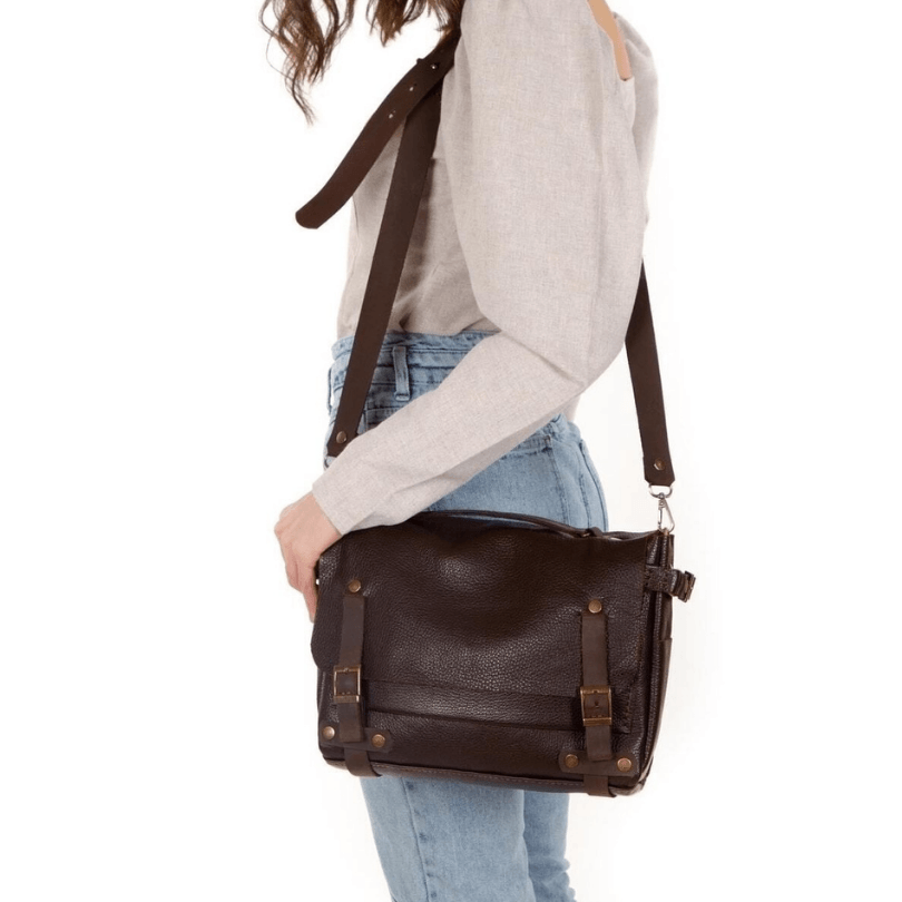 Izmir Classic Leather Messenger Bag – Dark Brown Edition by HappyNear Exclusive