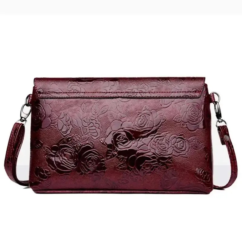 Elegant Rose Embossed Evening Clutch - Ladies Shoulder Crossbody Bag with Variants in Black & Wine Red