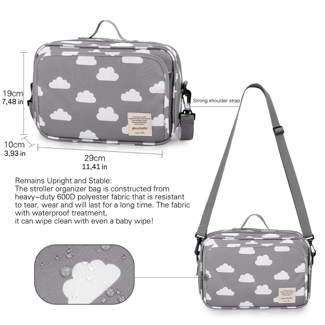 Baby Stroller Organizer Diaper Bag with Waterproof Polyester and Universal Straps - Available in Gray Clouds and More