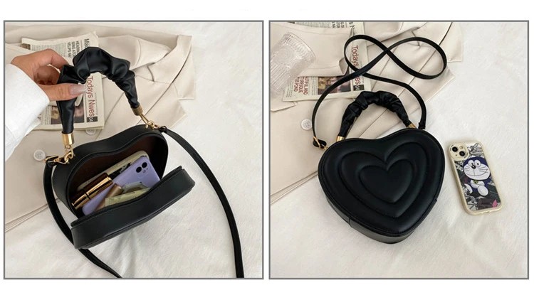 Heart-Shaped Crossbody Bag | Trendy PU Leather Top Handle Handbag for Women