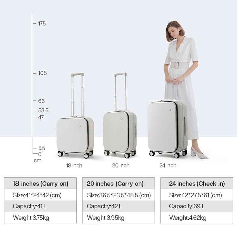 Mixi Patent Design Aluminum Frame Carry-On Suitcase - Sleek Rolling Luggage, 18-Inch, 20-Inch, and 24-Inch Options - Available in Sapphire Blue, Green, and Peach