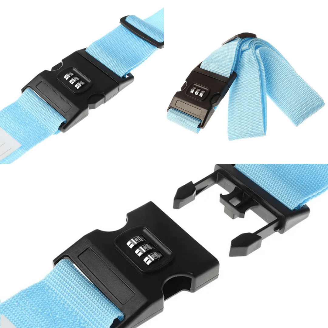 Anti-Theft Adjustable Luggage Strap with Password Lock - Durable Suitcase Belt for Travel Security (Available in Black, Blue, and Pink)