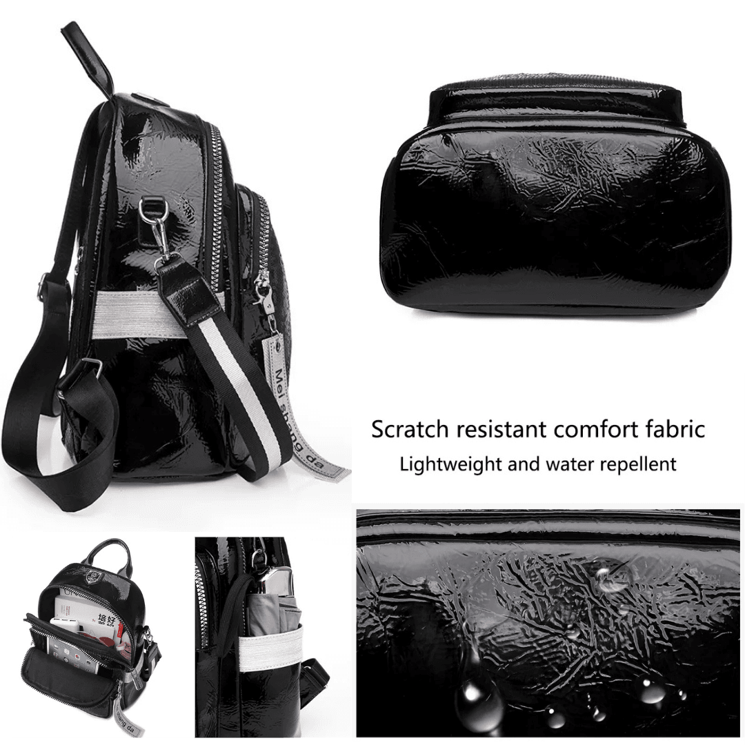 Chic Black Designer PU Leather Backpack for Women - Stylish & Versatile Shoulder Bag with High Capacity for Travel & School